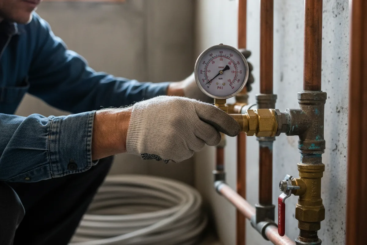Pressure testing a repaired line during Water Line Repair in Lula